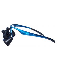 ErgonoptiX RIM Frame - Blue - with black micro Galilean flip-up loupes