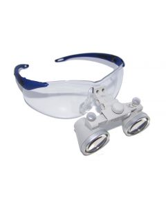 ErgonoptiX-Comfort-Galilean-Surgical-dental-loupes - grey- on blue flex frame 