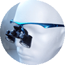 ErgonoptiX micro Galilean Flip-Up surgical and dental loupes on a Rim frame - magnification 2.5x - 3.0x